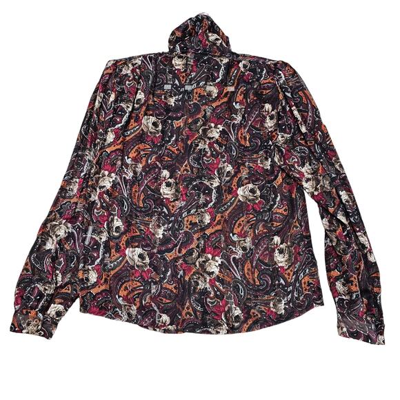 Vintage Nicola Blouse Womens 8 Sheer Striped Tie Neck Long Sleeve Career Holiday - Picture 2 of 9